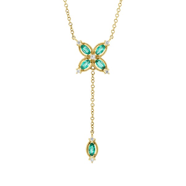 Collier aus 585 Gelbgold 5 Smaragde 7 Brillanten 0.07ct