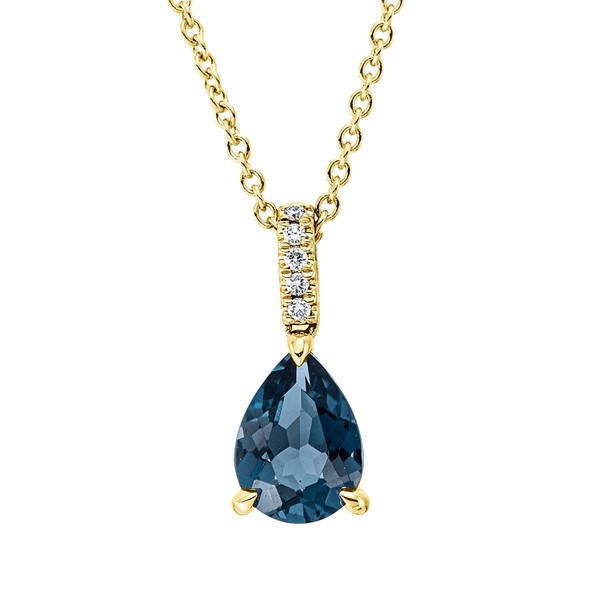 Collier aus 750 Weißgold Topas 5 Brillanten 0.03ct