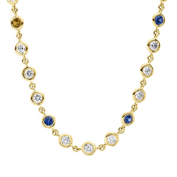 Collier aus 750 Gelbgold 15 Saphire 45 Brillanten 2.25ct