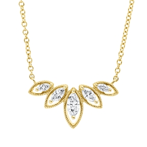Collier aus 585 Gold Gelbgold 5 Diamanten 0,38ct TW-SI L:45,7cm