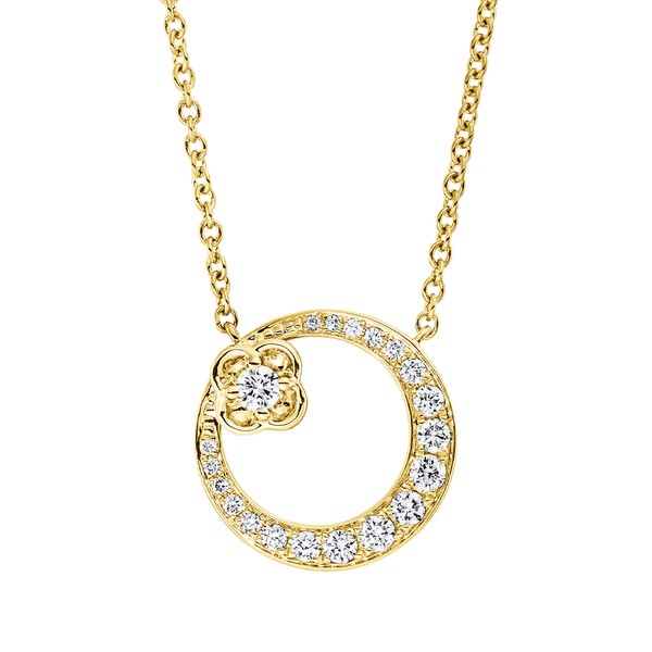 Collier Kreis aus 750 Gold weiß rot 20 Brillanten 0.21ct
