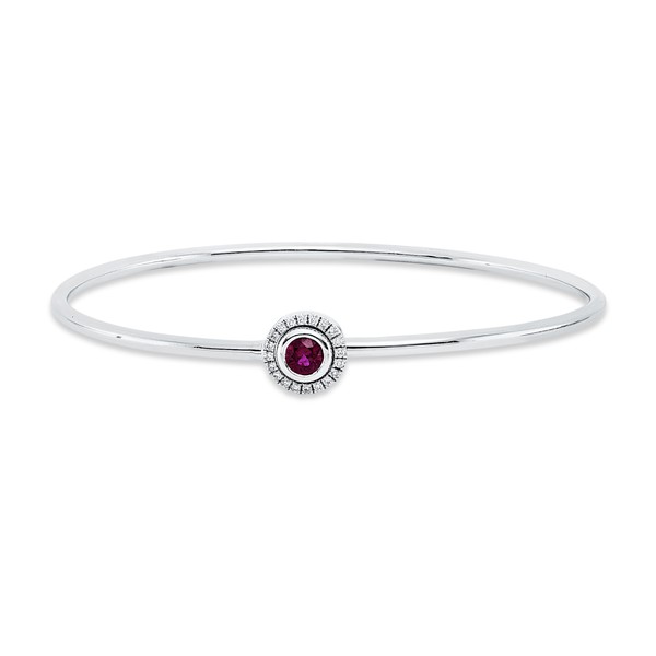 Armreif aus 585 Weißgold Rubin 20 Brillanten 0.08ct