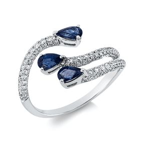 Ring aus 750 Weißgold 3 Saphire 0,79ct blau 120 Brillanten 0,5ct TW-SI B:10,7mm