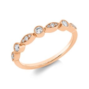 Ring aus 750 Gold Rotgold 15 Diamanten 0,19ct TW-SI B:2,8mm