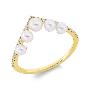 Ring 750 Gelbgold Süßwasser-Perle 3,5mm 4 Süßwasser-Perlen 3mm mit Brillanten Ring 750 Gelbgold Süßwasser-Perle 3,5mm 4 Süßwasser-Perlen 3mm mit Brillanten