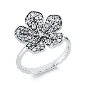 Ring Blume aus 750 Gold Weißgold 75 Brillanten 0,55ct TW-SI B:16,5mm Ring Blume aus 750 Gold Weißgold 75 Brillanten 0,55ct TW-SI B:16,5mm