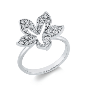 Ring Blume aus 750 Gold Weißgold 40 Brillanten 0,38ct TW-SI B:16,5mm Ring Blume aus 750 Gold Weißgold 40 Brillanten 0,38ct TW-SI B:16,5mm