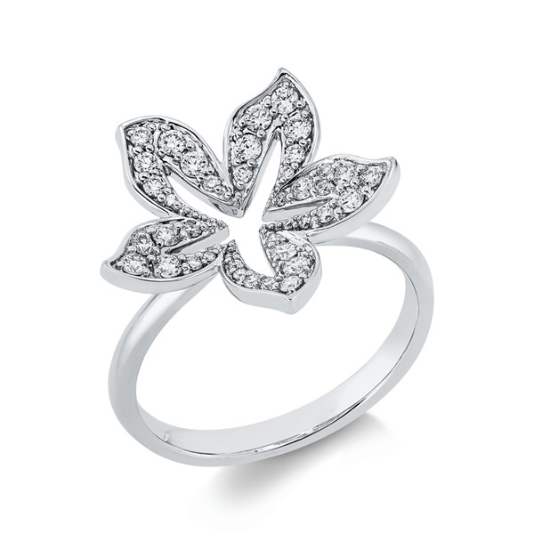 Ring Blume aus 750 Weißgold 40 Brillanten 0.38ct