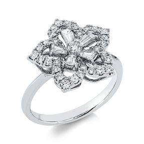 Ring Blume aus 750 Gold Weißgold 36 Diamanten 0,69ct B:14,6mm Ring Blume aus 750 Gold Weißgold 36 Diamanten 0,69ct B:14,6mm