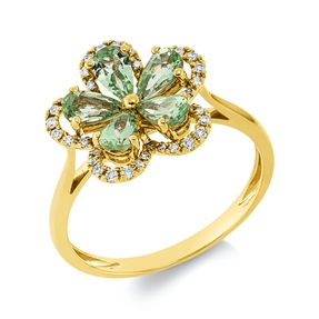 Ring Blume aus 750 Gold Rotgold 7 Turmaline 7,4ct pink B:18,9mm