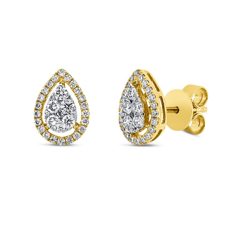 Ohrstecker aus 750 Gelbgold 68 Brillanten 0.56ct