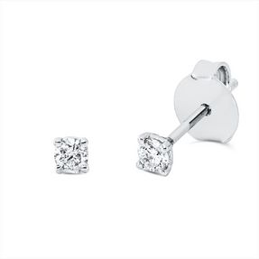 Solitaire Ohrstecker aus 750 Gold Weißgold 2 Brillanten 0,16ct TW-SI 4er-Krappe