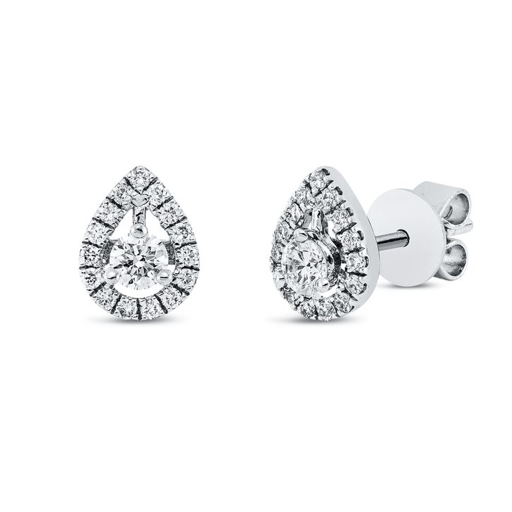 Solitaire Ohrstecker aus 750 Weißgold 32 Brillanten 0.33ct
