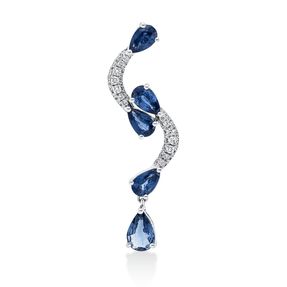 Anhänger aus 750 Weißgold 5 Saphire 1,4ct blau 46 Brillanten 0,2ct TW-SI 31x9,2mm