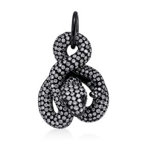 Anhänger Schlange aus 750 Weißgold 2 Tsavorithe 0,05ct grün mit Brillanten
