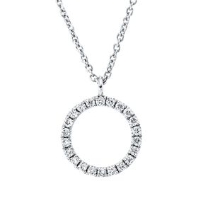 Collier Kreis aus 750 Gold Weißgold 22 Brillanten 0,07ct TW-SI L:45cm