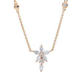 Collier aus 750 Gold Rotgold 10 Diamanten 0,39ct TW-SI L:42,5cm