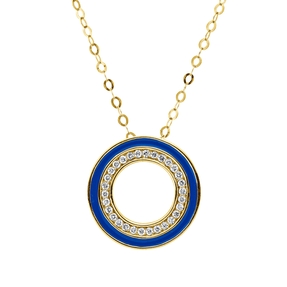 Collier aus 750 Rotgold Emaille blau 30 Brillanten 0,15ct TW-SI L:50,8cm Collier aus 750 Rotgold Emaille blau 30 Brillanten 0,15ct TW-SI L:50,8cm