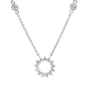 Collier Kreis aus 750 Gold Weißgold 15 Diamanten 0,2ct TW-SI/PI L:42,5cm
