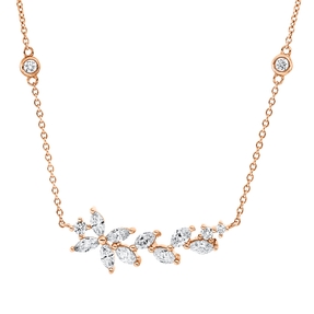 Collier aus 750 Gold Rotgold 13 Diamanten 0,59ct TW-VSI/SI L:42,5cm Collier aus 750 Gold Rotgold 13 Diamanten 0,59ct TW-VSI/SI L:42,5cm