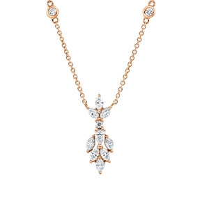 Collier aus 750 Gold Rotgold 12 Diamanten 0,47ct TW-SI L:42,5cm Collier aus 750 Gold Rotgold 12 Diamanten 0,47ct TW-SI L:42,5cm
