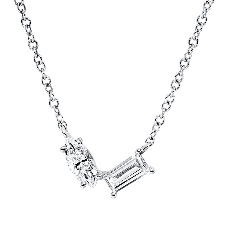 Collier aus 750 Weißgold 2 Diamanten 0.3ct