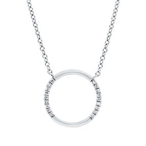 Collier Kreis aus 750 Gold Weißgold 18 Diamanten 0,04ct TW-SI L:45,7cm