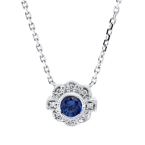 Collier aus 750 Weißgold Saphir 0,22ct blau 8 Brillanten 0,03ct TW-SI L:45,7cm Collier aus 750 Weißgold Saphir 0,22ct blau 8 Brillanten 0,03ct TW-SI L:45,7cm