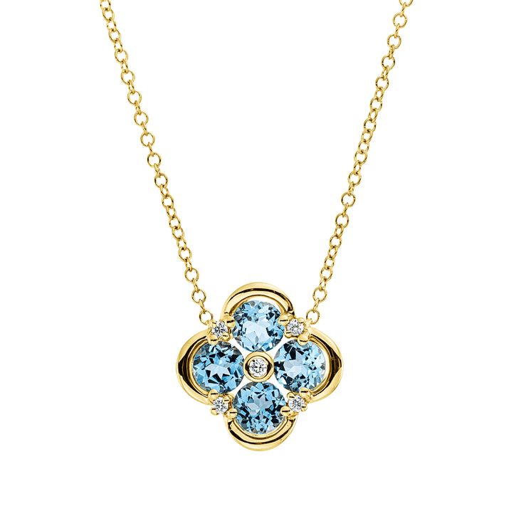 Collier aus 750 Gelbgold 4 Topase 5 Brillanten 0.05ct