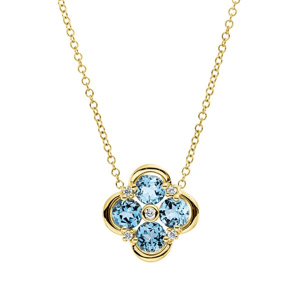 Collier aus 750 Gelbgold 4 Topase 5 Brillanten 0.05ct