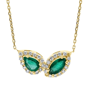 Collier 750 Gelbgold 2 Smaragde 0,86ct grün 28 Brillanten 0,28ct F-VSI L:43,2cm Collier 750 Gelbgold 2 Smaragde 0,86ct grün 28 Brillanten 0,28ct F-VSI L:43,2cm