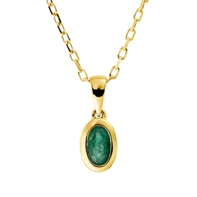 Collier aus 750 Gold Gelbgold Smaragd 0,21ct grün L:45cm Zarge