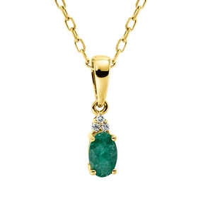 Collier aus 750 Gelbgold Smaragd 0,25ct grün 3 Brillanten 0,01ct TW-SI L:45cm Collier aus 750 Gelbgold Smaragd 0,25ct grün 3 Brillanten 0,01ct TW-SI L:45cm