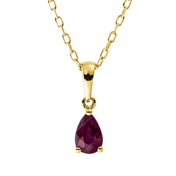 Collier Tropfen aus 750 Gelbgold Rubin