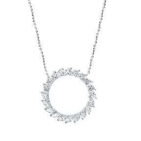 Collier Kreis aus 750 Weißgold 20 Diamanten Navette-Schliff 1,3ct TW-VSI L:43,2cm