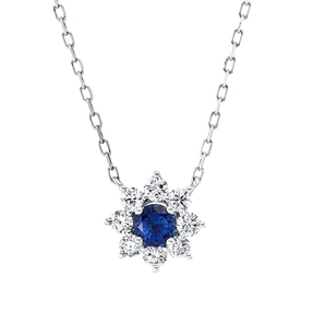 Collier aus 750 Weißgold 3 Saphire 0,56ct blau 24 Brillanten 0,79ct TW-SI L:45,7cm