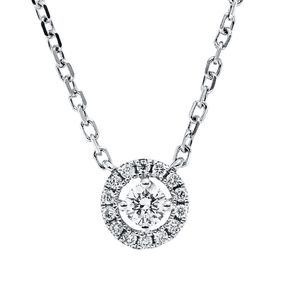 Solitaire Collier 750 Weißgold 14 Brillanten 0,07ct I-SI 1 Brillant 0,12ct W-SI