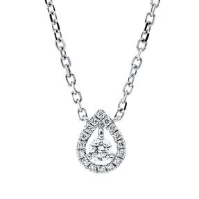 Solitaire Collier 750 Weißgold 16 Brillanten 0,08ct I-PI 1 Brillant 0,11ct W-SI