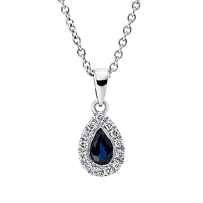 Collier aus 750 Weißgold Saphir 0,39ct blau 13 Brillanten 0,08ct TW-SI L:45cm Collier aus 750 Weißgold Saphir 0,39ct blau 13 Brillanten 0,08ct TW-SI L:45cm