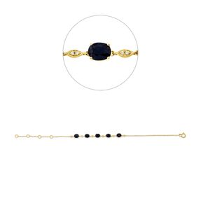 Armband aus 750 Gelbgold 5 Saphire 2,4ct blau 12 Brillanten 0,03ct W-SI L:18cm