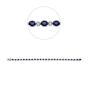 Armband 750 Weißgold 25 Saphire 7,67ct blau 25 Brillanten 0,49ct F-VSI L:17,5cm