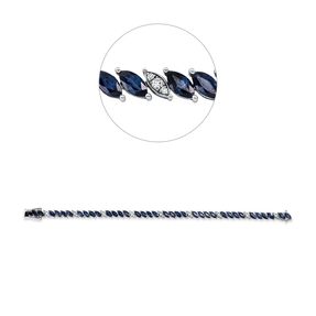 Armband 750 Weißgold 36 Saphire 10,82ct blau 27 Brillanten 0,32ct F-VSI L:17,8cm