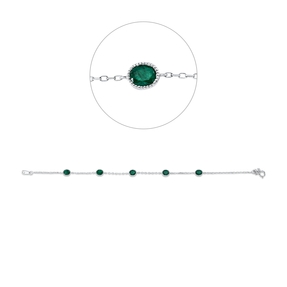 Armband aus 750 Gold Weißgold 5 Smaragde 1,47ct grün L:17,8cm