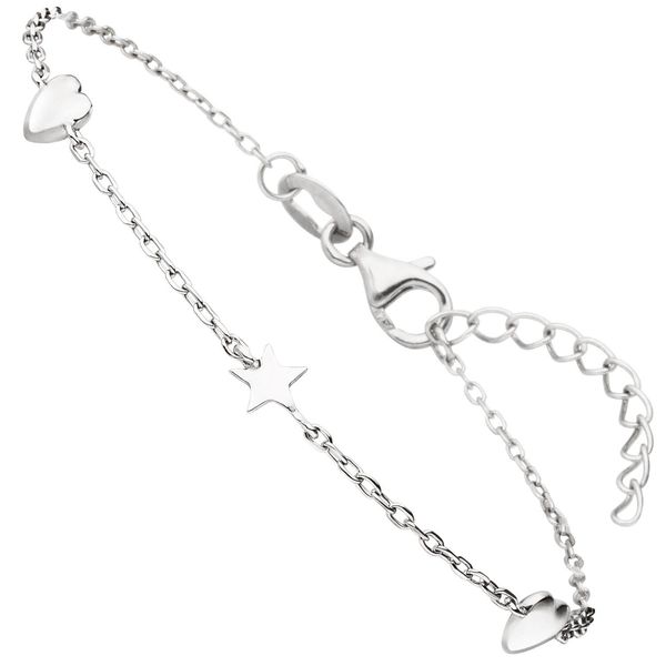 Armband 2 Herzen mit Stern 925 Silber