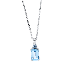 Collier aus 750 Gold Weißgold 2 Topase 0,65ct skyblue L:45cm 4er-Krappe Collier aus 750 Gold Weißgold 2 Topase 0,65ct skyblue L:45cm 4er-Krappe