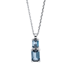 Collier aus 750 Gold Weißgold 2 Topase 0,85ct London Blue L:45cm 4er-Krappe Collier aus 750 Gold Weißgold 2 Topase 0,85ct London Blue L:45cm 4er-Krappe