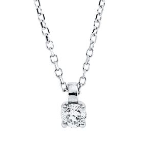 Solitaire Collier aus 750 Gold Weißgold Brillant 0,14ct TW-SI L:45cm 4er-Krappe