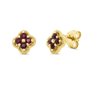 Ohrstecker aus 750 Gold Gelbgold 8 Rubine 0,32ct rot 7,8x7,8mm Ohrstecker aus 750 Gold Gelbgold 8 Rubine 0,32ct rot 7,8x7,8mm