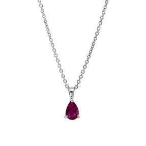 Collier aus 750 Gold Weißgold Rubin 0,45ct rot L:45cm