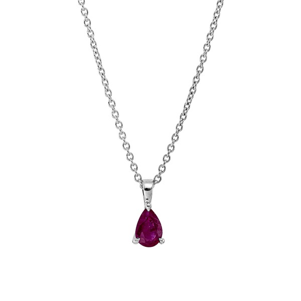 Collier aus 750 Weißgold Rubin